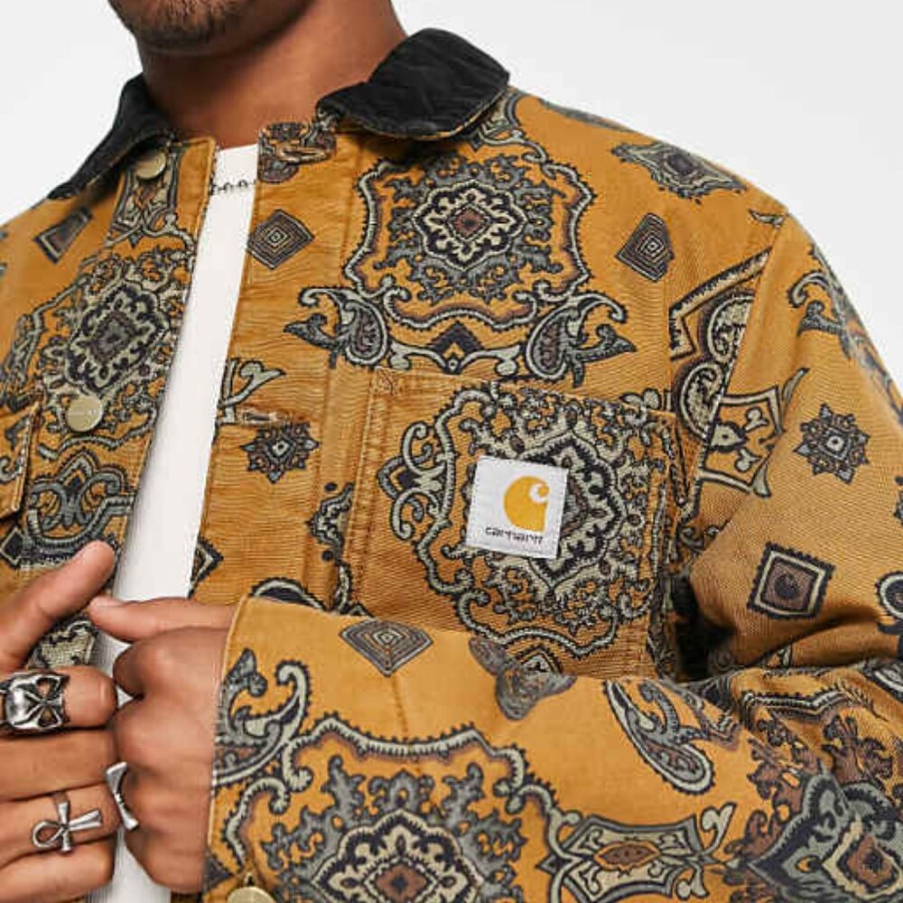 Carhartt Wip Paisley Tapestry Design Print Michigan Coat Jacket - Picture 10 of 12